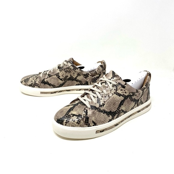 Clarks Un Maui Lace Natural Snake Leather Sneakers - Picture 2 of 7